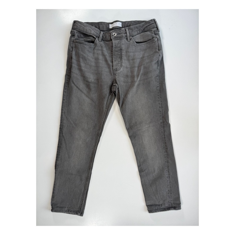 TOPMAN Button Fly Stretch Skinny Jean Mens 32x24.5 Hemmed Gray